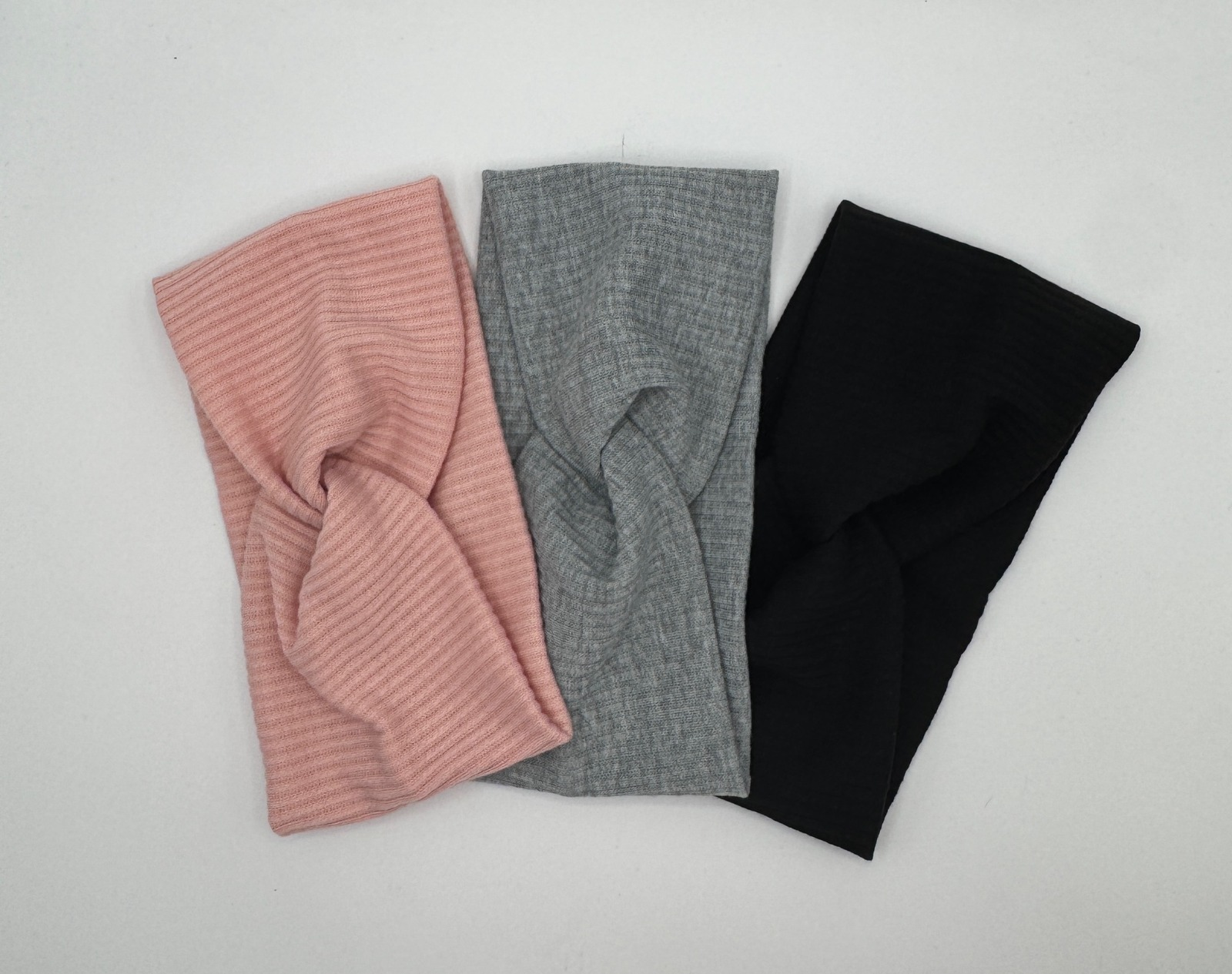 Stretchy ribbed headbands with twist