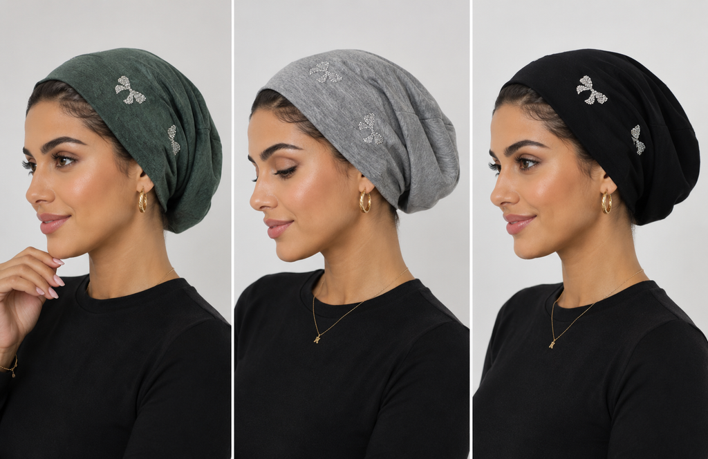 Beanies with Shiny Bows