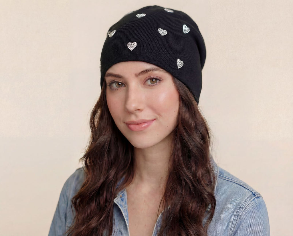 Beanies with Shiny Heart Gems