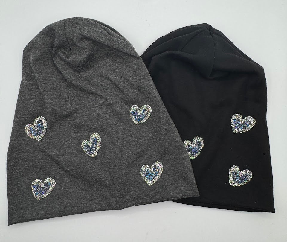 Beanies with Iridescent Hearts