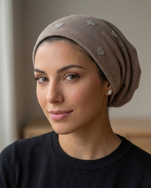 Beanies with Shiny Heart Gems