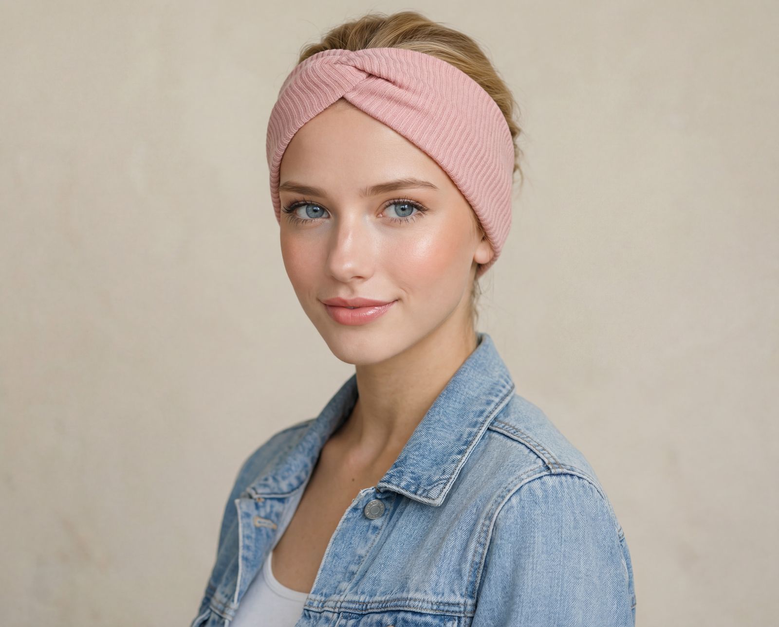 Stretchy ribbed headbands with twist