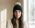 Wool blend beanies with attachable pompoms