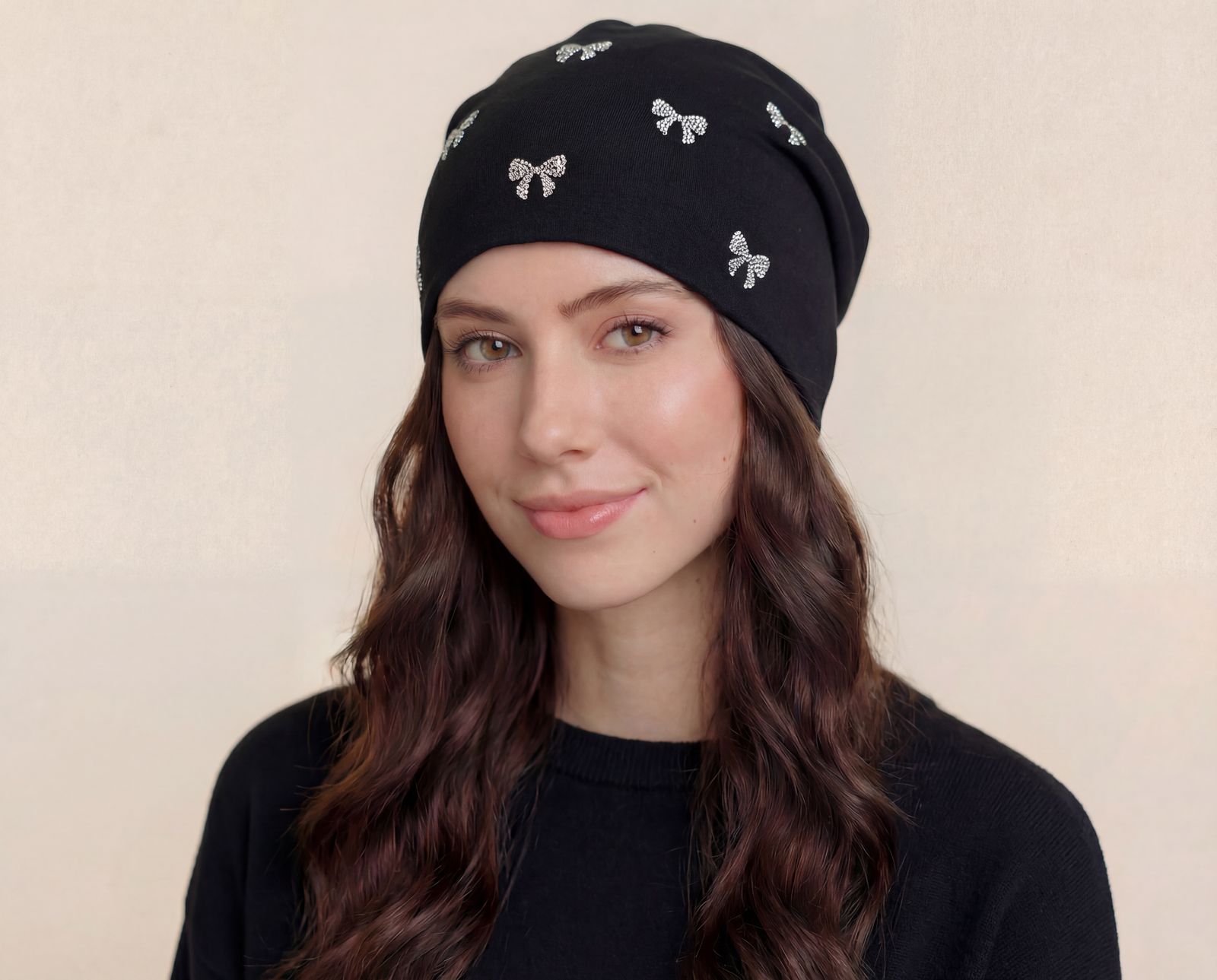 Beanies with Shiny Bows